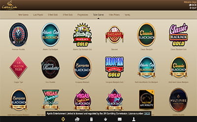 Captain Cooks Casino Blackjack Selection