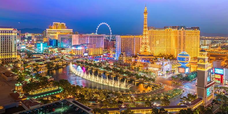 The Famous Fountains of Bellagio in Las Vegas