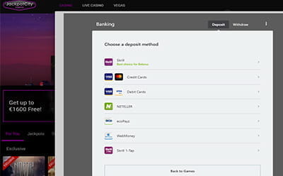 Jackpotcity Choose Skrill Method