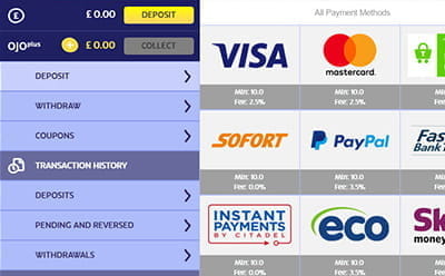 PlayOJO Deposit Selection