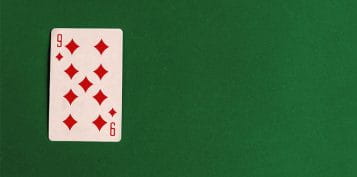 Nine of Diamonds Playing Card Green Background