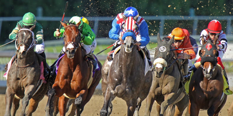 Intense competition on the horse racing track