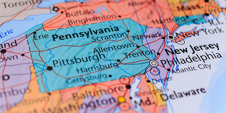 Pennsylvania on the map