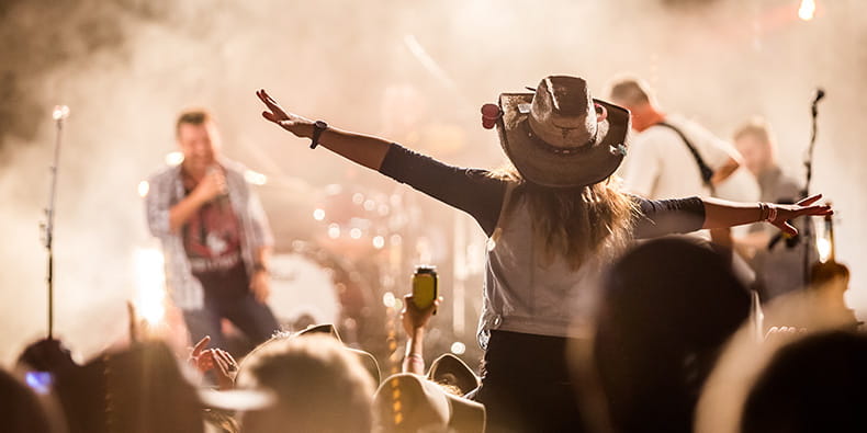 Live country music band playing on a stage 