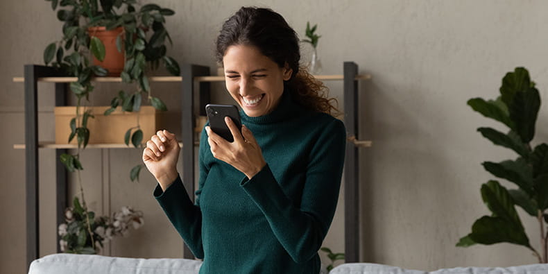 Excited Woman Gambling 