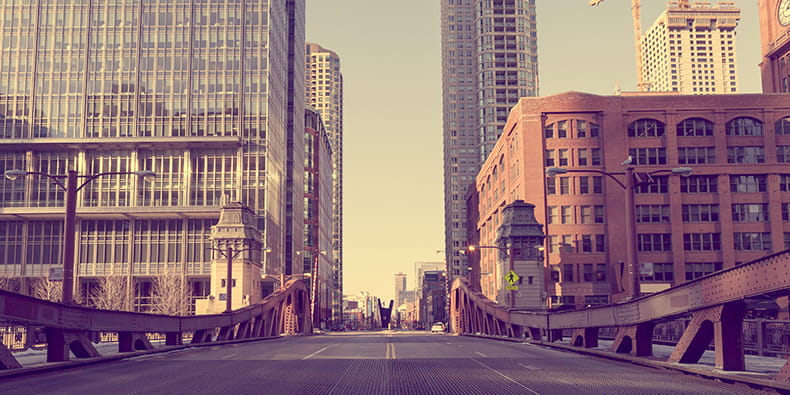  The street of Medinah Temple in Chicago 