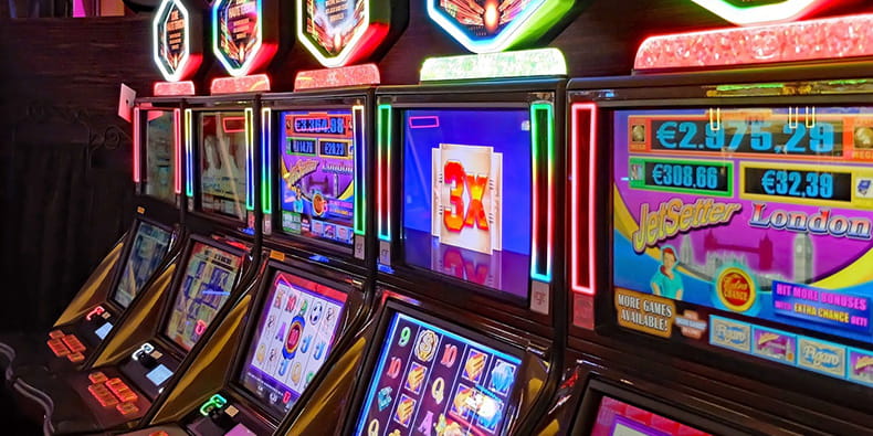 Line of slot machines